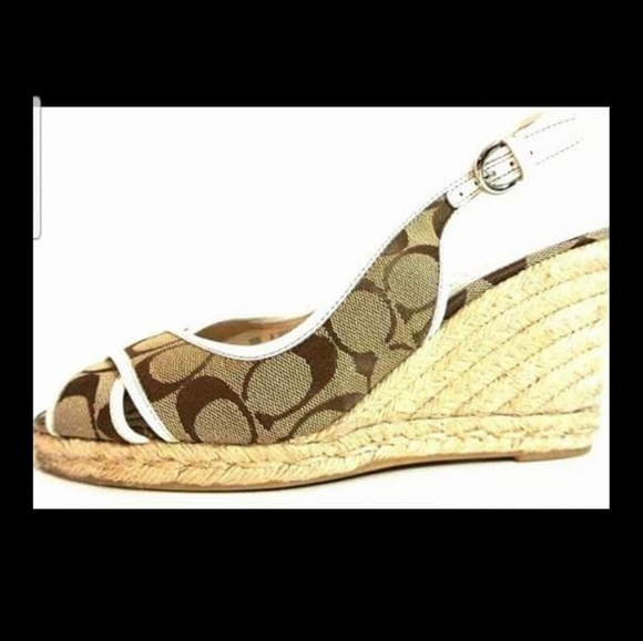 NEW AUTHENTIC VINTAGE COACH SIGNATURE C WEDGE SHOES SIZES 8 & 11 - Picture 5 of 16